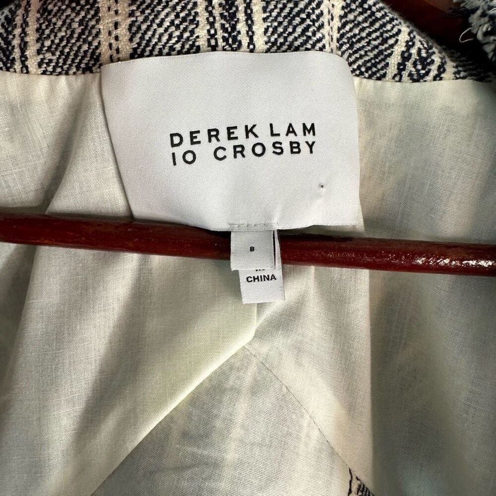 Derek Lam 10 Crosby Tweed Blue Striped Blazer Jacket Womens 8 Modern Career - Picture 6 of 10